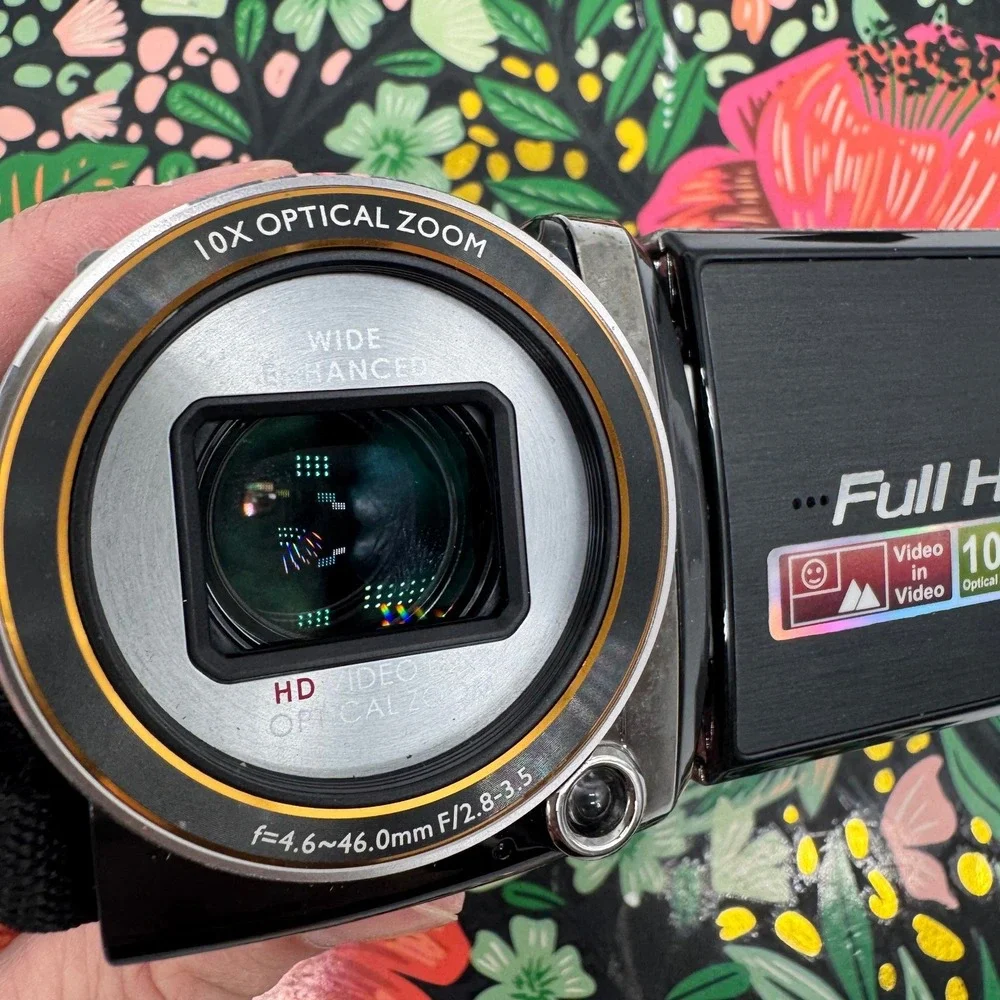 Polaroid iD975 Dual Shot Video Camera 1080p HD 10x Optical Zoom‎ Black Camcorder